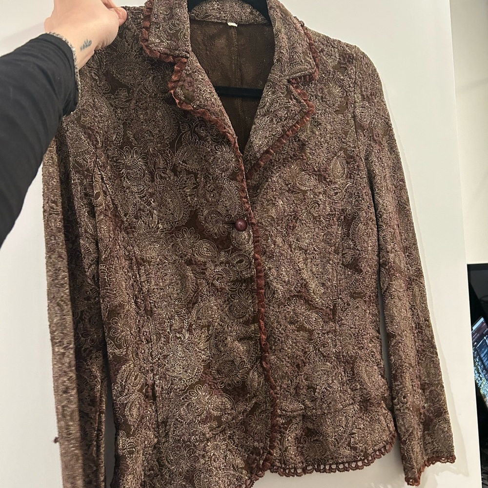 Vintage Brown Paisley Button Down Shirt